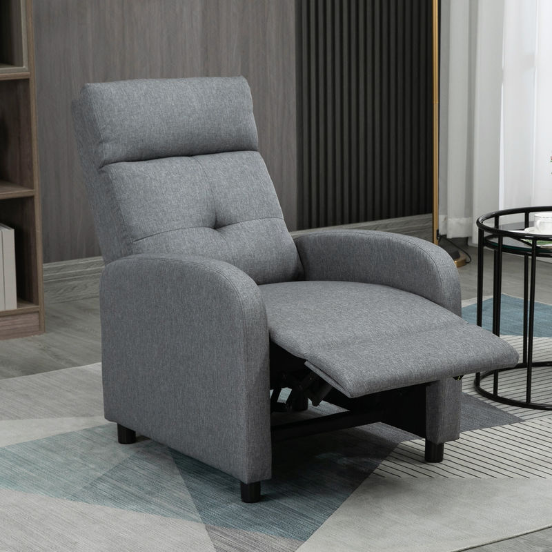 HOMCOM Relaxsessel mit Liegefunktion in Grau mit Leinenoptik und Taschenfederkern - Bild 2