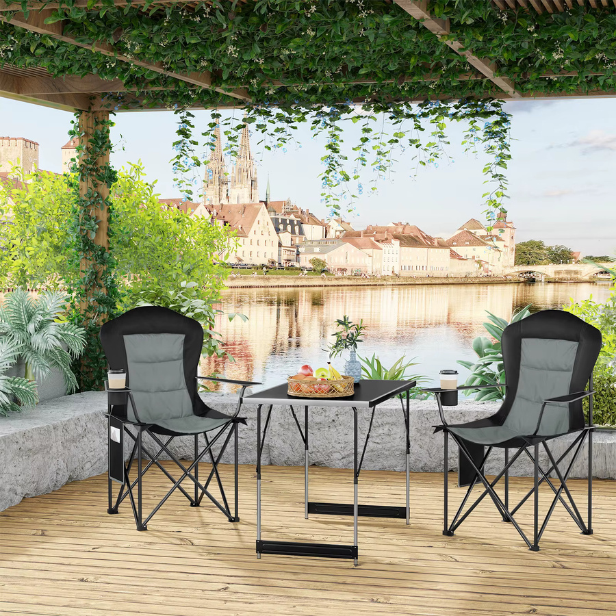 WOLTU faltbarer Campingstuhl in Grau mit Seitentasche und Getränkehalter für Garten, Terrasse und Outdoor-Aktivitäten - Bild 2