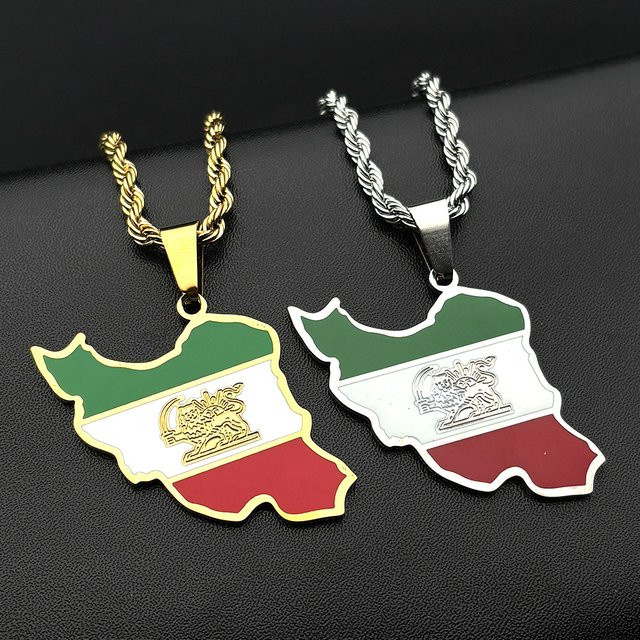 JYTF Anhänger Halskette, Edelstahl, Gold, Iran Karte Flagge, Unisex - Bild 1