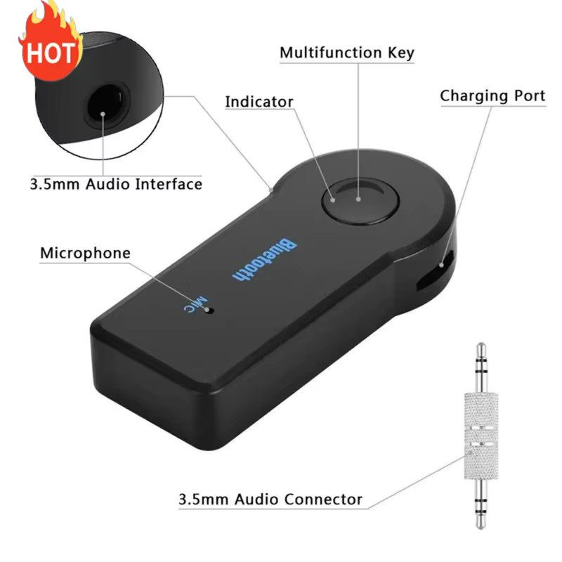 Lenovo 2-in-1 Kabelloser Bluetooth 5.0 Empfänger-Adapter mit 3,5mm Klinke in Schwarz - Bild 4