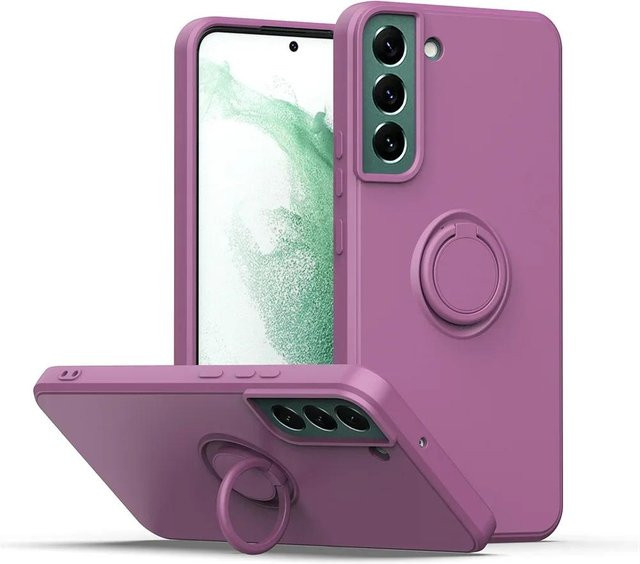 Samsung Schutzhülle aus Flüssigsilikon mit Ring Handyhalter für Galaxy S24 Plus S23 S22 S21 S10 Ultra A52 A72 in Purple - Bild 1