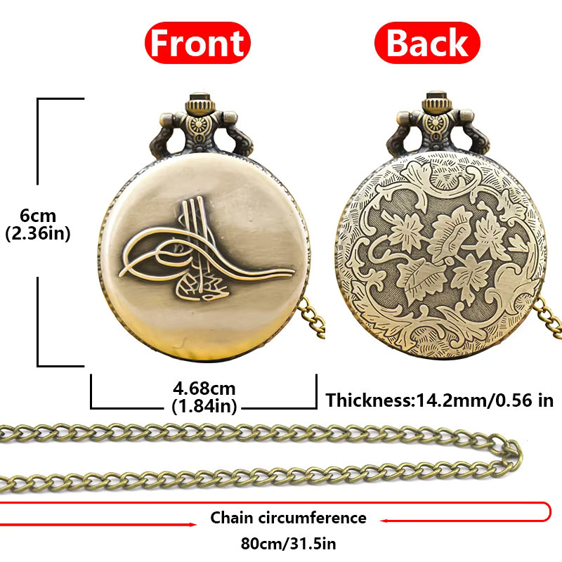 wecin Taschenuhr Halskette, Quarz, Bronze, Messing, Unisex - Bild 3