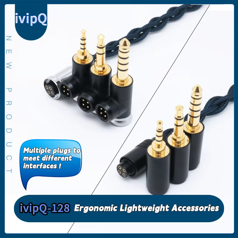 Ivipq Ersatzkabel für In-Ear Kopfhörer aus dunkelblauem Nylon mit gefrorenem Einkristall-Kupfer, 4-adrig, 3,5 mm Klinke zu 3-in-1 MMCX und 2-polig, passend für GK200 und F1Pro - Bild 4