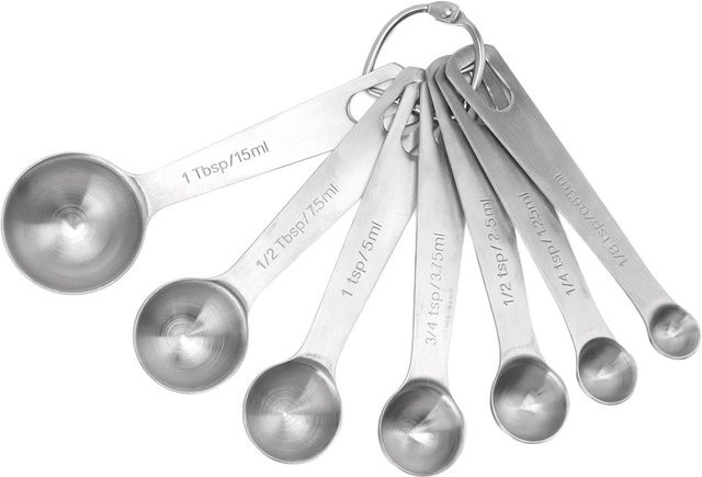 7-teiliges Messlöffel-Set aus Edelstahl mit aufgedruckter Skala von TOMTOP JMS in Silber und Weiß - Bild 1