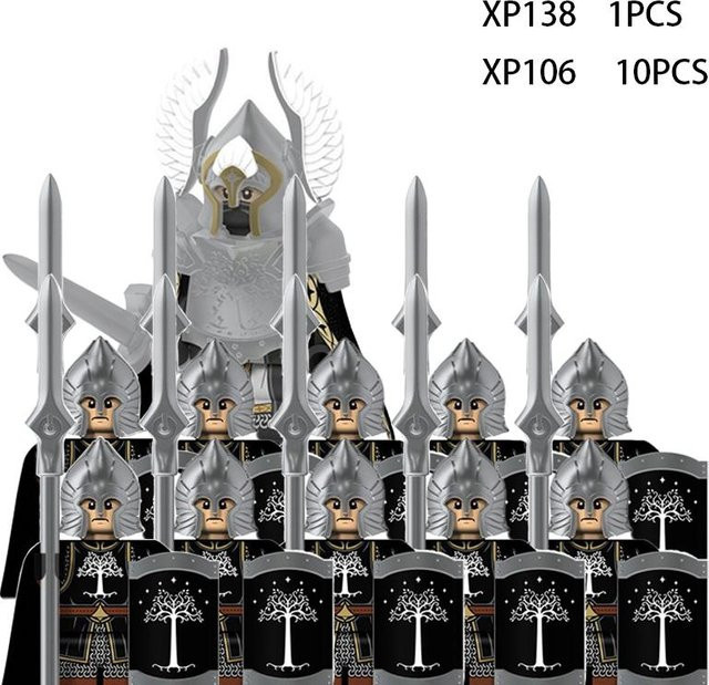 Mittelalterliche Elfen Rohan-Soldaten Actionfiguren als Bausteine-Set in Grau für DIY-MOC-Modelle - Bild 1