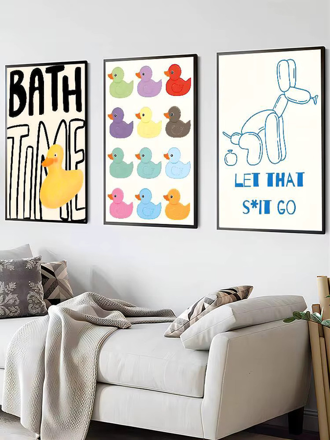 Selbstklebendes Wandposter mit lustiger Badezimmer-Gummi-Ente und Zitat, Mehrfarbig, B: 15 cm, H: 15 cm - Bild 5