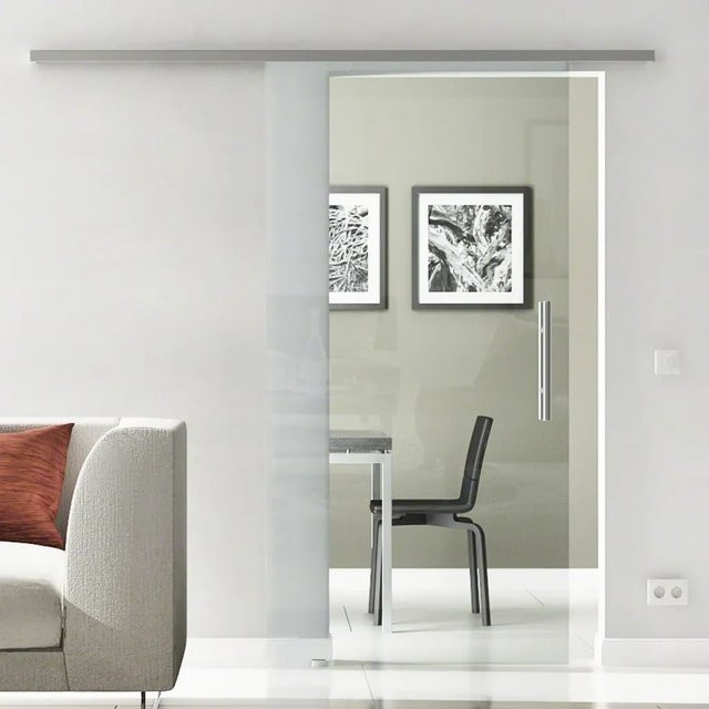 Levidor Glasschiebetür Komplettset aus Klarglas und Edelstahl in Silber, B/H: 65 x 217,5 cm - Bild 1