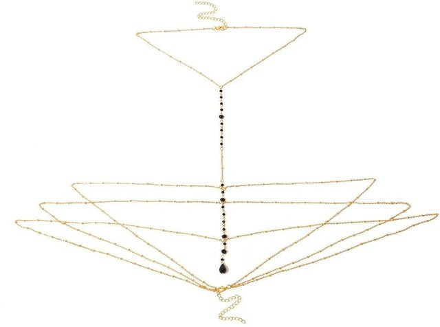 VY-SX Bauchkette, Edelstahl, Schwarz, Perle, Damen - Bild 1