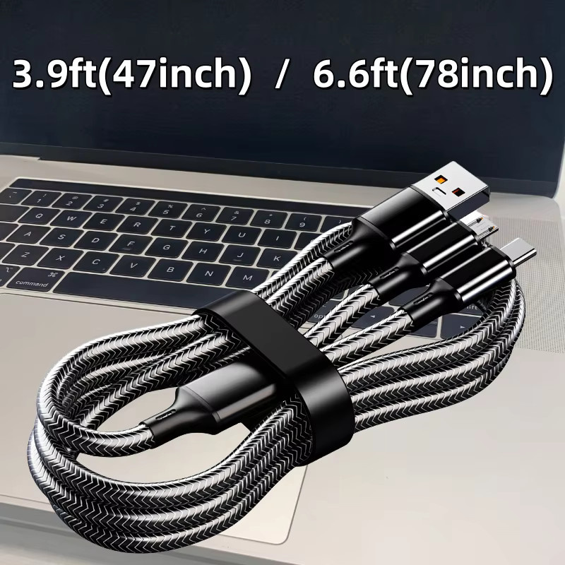 Setolgh 2-in-1 USB-A zu USB-C, Lightning und Micro USB Schnellladekabel für iOS und Android Geräte - Bild 2