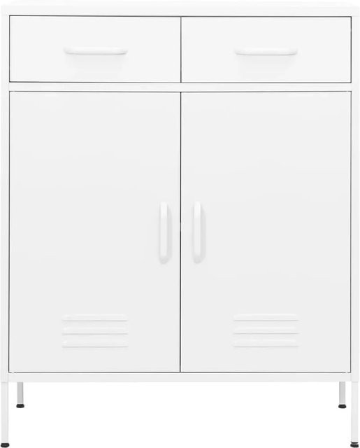 vidaXL Lagerschrank aus Stahl in Weiß mit Türen und Schubladen, B/T/H: 80 x 35 x 101,5 cm - Bild 1