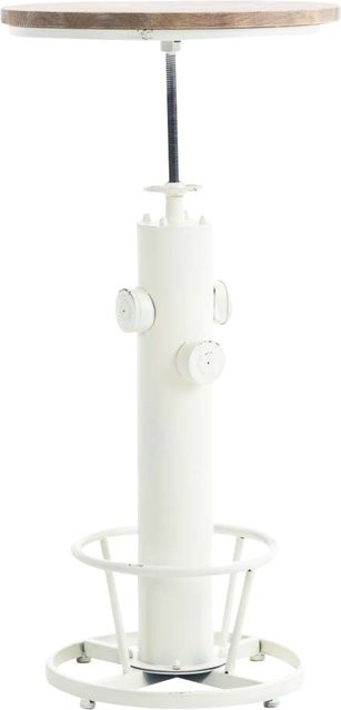 TPFLiving Stehtisch Ruhne in Antik Weiß, runder Holztisch im Industrial Design mit höhenverstellbarer Kiefernholzplatte und Metallgestell - Bild 1