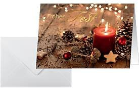 Sigel Weihnachtskarten-Set Red Christmas Candle in Weiß, Rot und Gold, 10 Stück mit 10 Umschlägen, DIN A6 - Bild 1
