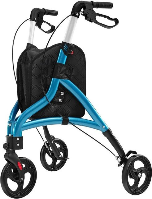 Costway Rollator Schmal Faltbar aus Aluminium in Blau, 6-fach Höhenverstellbar - Bild 1