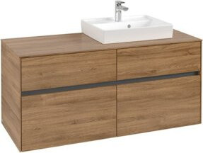 V&B Waschtischunterschrank Collaro in Kansas Oak, Farbe Braun, B/T/H: 120 x 54,8 x 50 cm, Waschtisch rechts - Bild 1