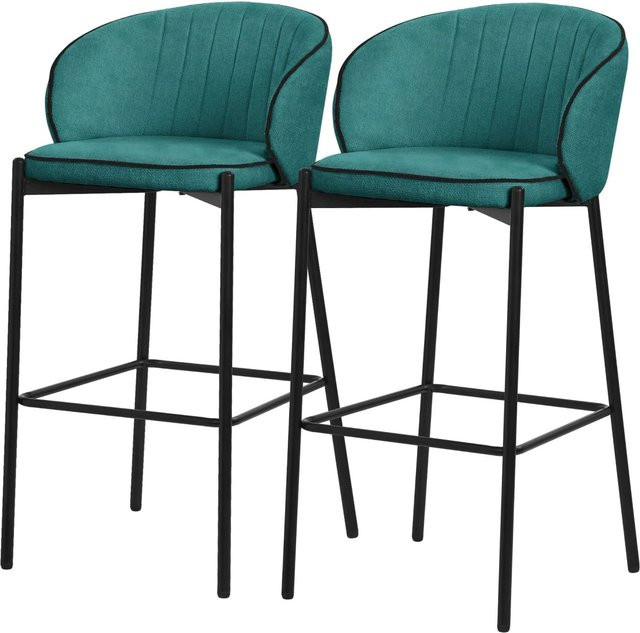 ML-Design Barhocker 2er Set Petrol mit Rückenlehne und Fußstütze B/T/H: 50 x 54 x 101 cm - Bild 1