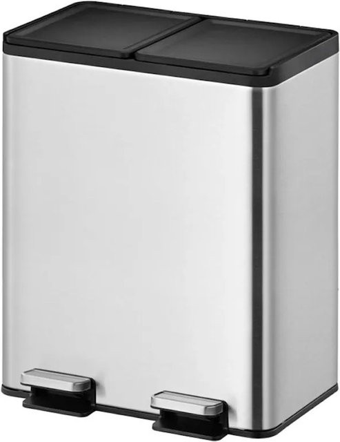 PROREGAL Rechteckiger Treteimer aus gebürstetem Edelstahl mit Soft Close und Stay Open Deckel, Silber, H: 59,2 cm, B: 46,3 cm, T: 33,2 cm - Bild 1