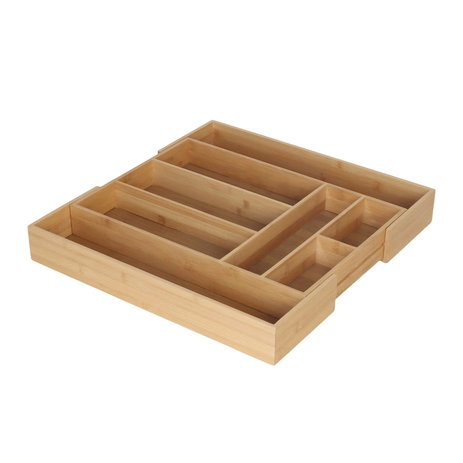 Relaxdays Besteckkasten aus Bambus in Natur Braun, ausziehbar, B/T/H: 47,5 x 33 x 6,5 cm - Bild 2