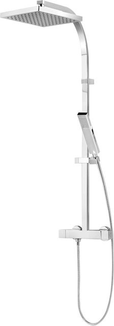 Schulte Duschsystem Rain II mit Thermostat, Regendusche und Handbrause, verchromt, Silber - Bild 1