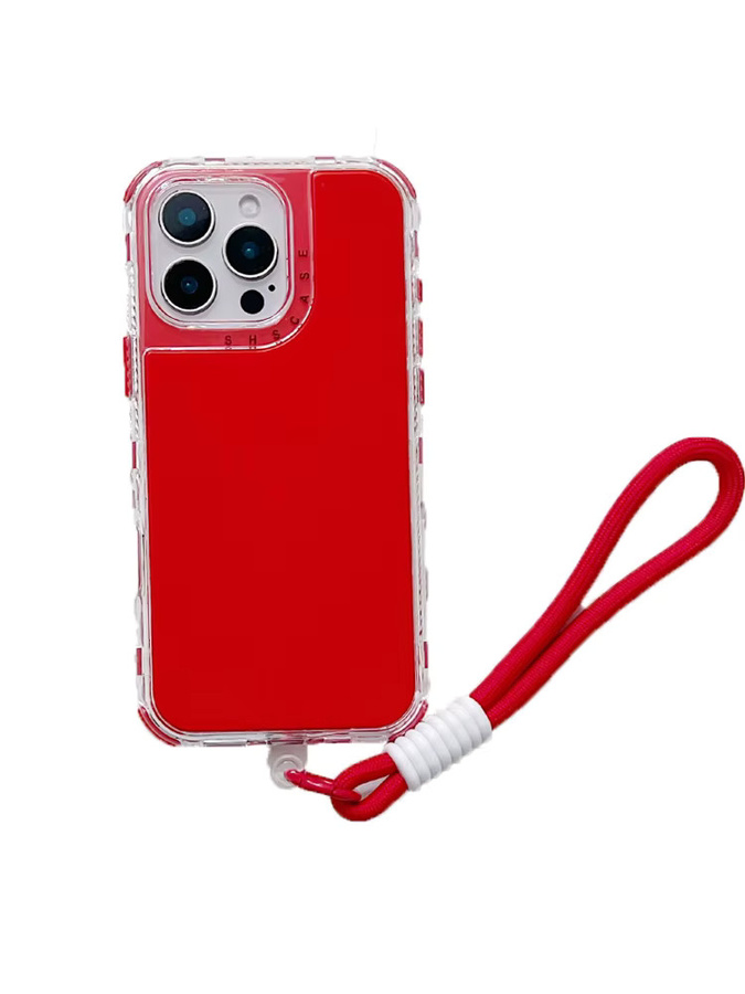 RUWANHU 3in1 Lanyard Schutzhülle für iPhone 16 15 14 13 12 11 Pro Max Mini aus TPU und transparentem PC in Schwarz, Rot oder Transparent - Bild 5