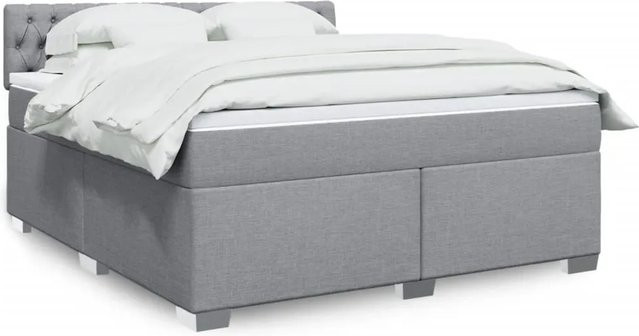 vidaXL Boxspringbett mit Matratze Hellgrau, B/T: 180 x 200 cm, mit USB-Ladeport und Unterbettbeleuchtung - Bild 1
