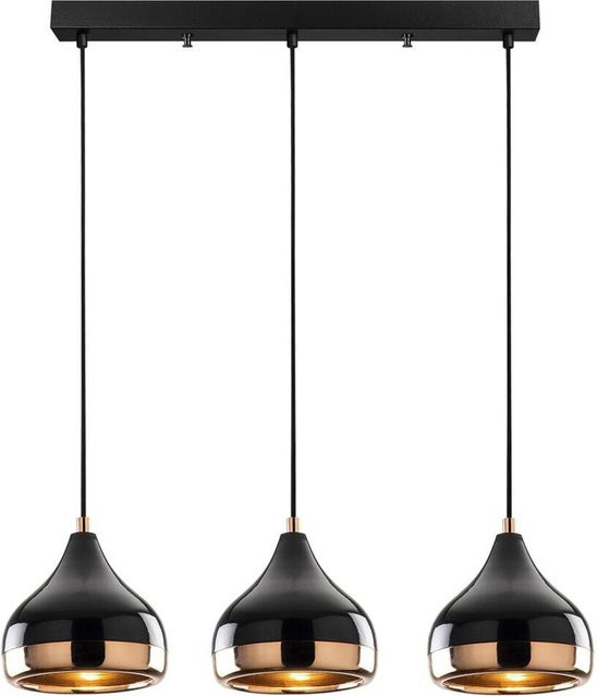 Opviq Pendelleuchte Yildo in Schwarz und Kupfer aus Metall mit 3 E27 Fassungen, Höhe: 111 cm, Breite: 17 cm, Tiefe: 17 cm - Bild 1