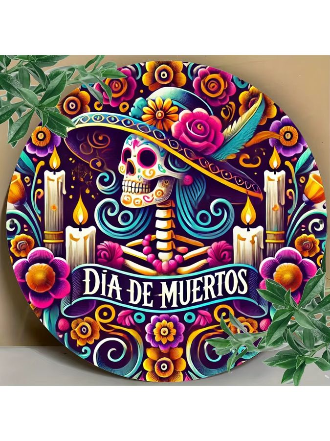 Potdemiel Aluminiumschild Day of the Dead mit Zuckerschädel-Design, Multicolor, B/H: 20,3 x 20,3 cm - Bild 6