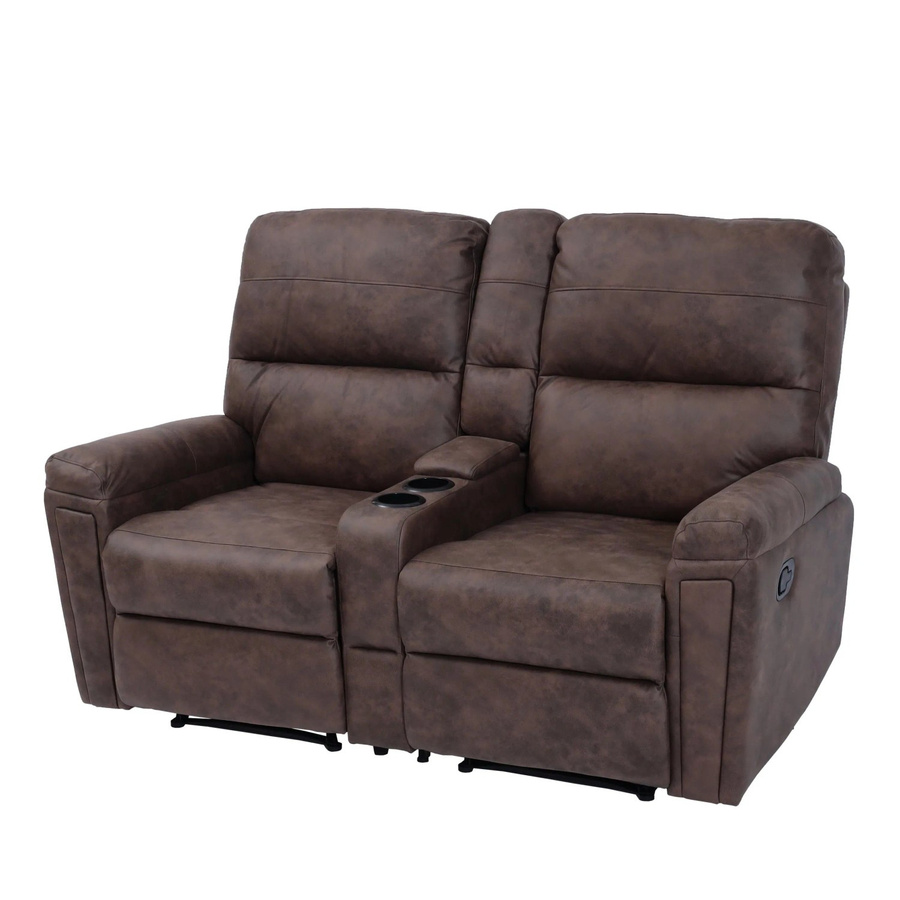 MCW 2er Kinosessel K17 Relaxsessel aus Stoff in Braun mit Getränkehalter und Nosagfederung (B/T/H: 157 x 90 x 102 cm) - Bild 3