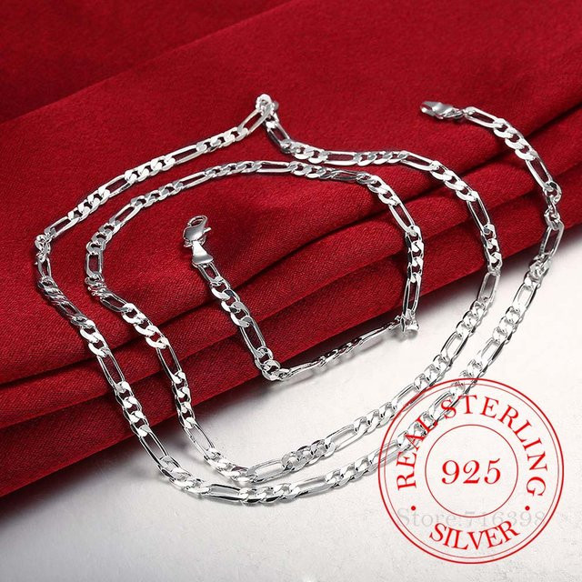 Halskette 925 Silber, Figaro, Schwarz, 65 cm, Damen - Bild 1