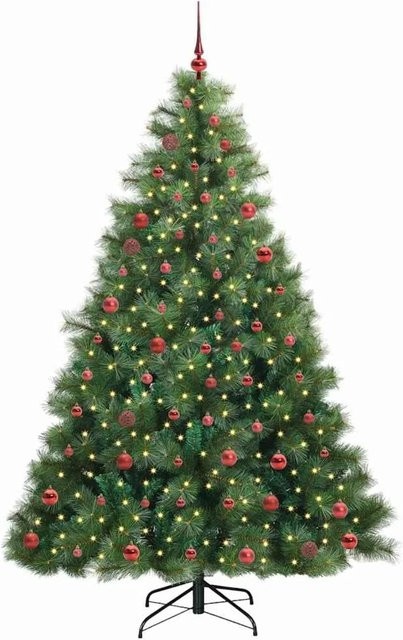 vidaXL Künstlicher Weihnachtsbaum in Grün mit 300 warmweißen LEDs aus PE und PVC, Höhe: 210 cm - Bild 1