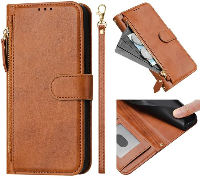 Oukitel Klappbörse Handyhülle Cover in Braun für verschiedene Oukitel Modelle wie C61 C69 C62 C59 C58 C57 C53 C51 C38 C37 C35 C32 Pro - Bild 1