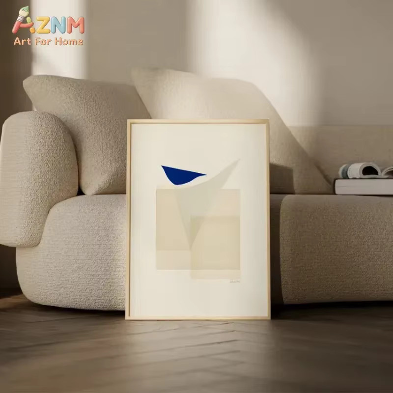 AZNM Minimalistischer abstrakter Leinwand-Wandkunstdruck mit geometrischen Formen in neutralen Farbtönen, ungerahmtes Gemälde für deine Heimdekoration - Bild 2