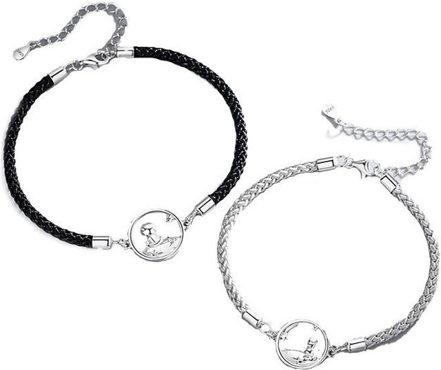Armband Sterling Silber, Kleiner Prinz und Fuchs, geflochten, Unisex - Bild 1