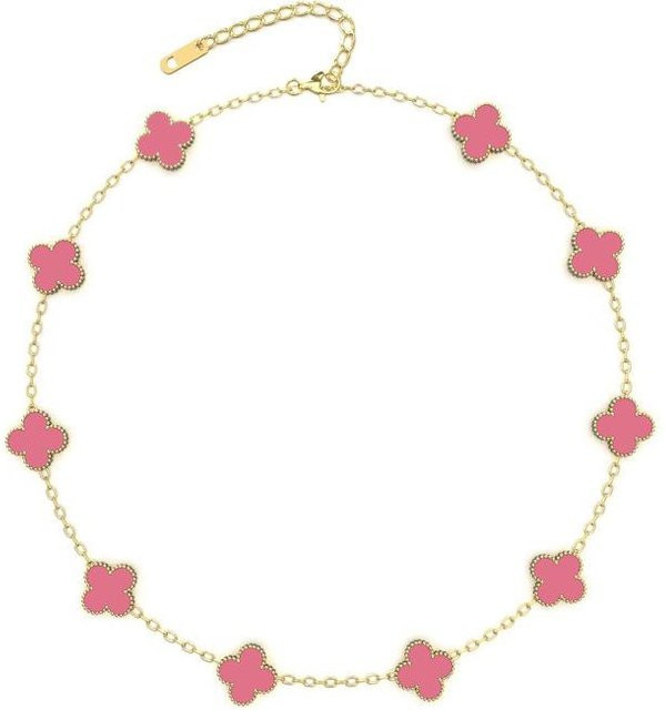 Hui Ran Halskette, Vierblättriges Kleeblatt, 10-Blüten, beige, Damen - Bild 1