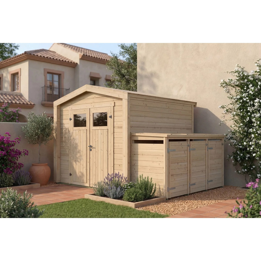 Weka Holz-Gartenhaus Killarney mit Satteldach in Natur Braun, B/T/H: 351 x 263 x 241 cm - Bild 2