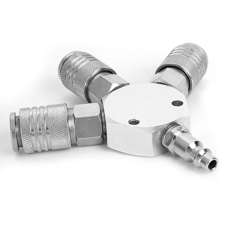 Luftschlauch Verteiler Schnellwechsler Set mit 3 Adaptern und Splitter aus Messing in Silber, 1/4 NPT - Bild 5