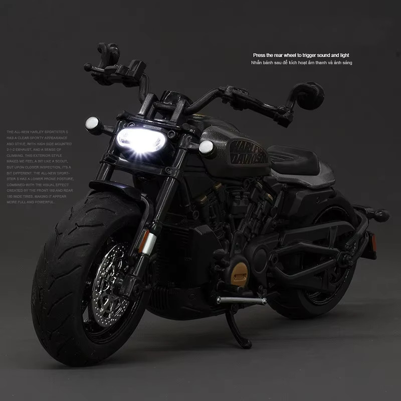WELLY Harley Davidson Sportster S Racing Motorrad Modell, 1:12, Metall, Grau - Bild 3