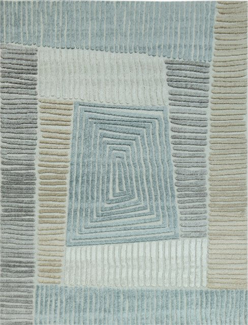 In- & Outdoor-Teppich Stylo in Beige mit geometrischem Hoch-Tief-Effekt, B/T: 80 x 150 cm - Bild 1