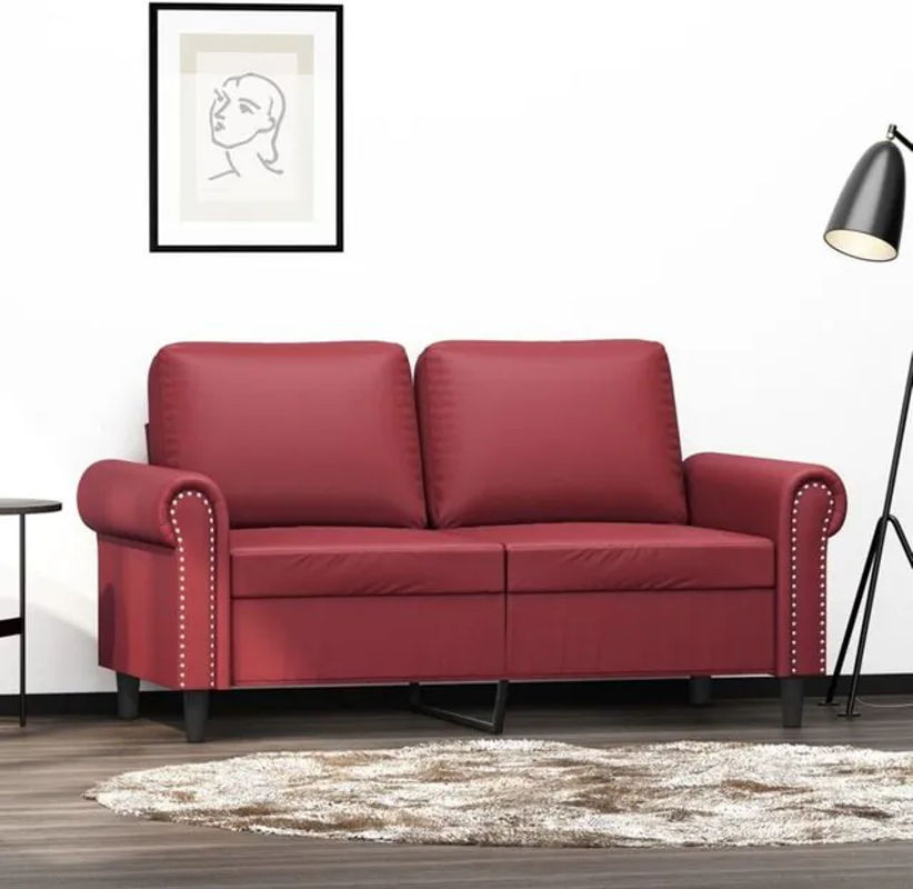 vidaxl 2-Sitzer-Sofa in Rot aus Kunstleder mit Metallgestell im Retro-Design, Breite: 120 cm - Bild 1