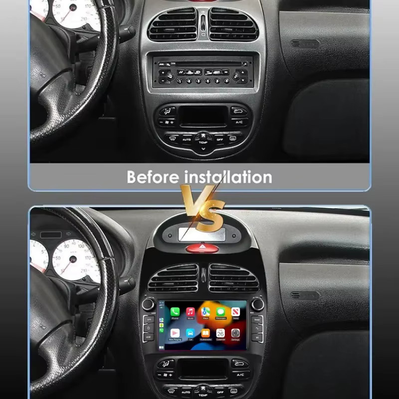 Icreative Android Autoradio mit 7 Zoll Bildschirm für Peugeot 206 206CC 206SW (2000 - 2008) mit Carplay, GPS und Navigation in Schwarz - Bild 2