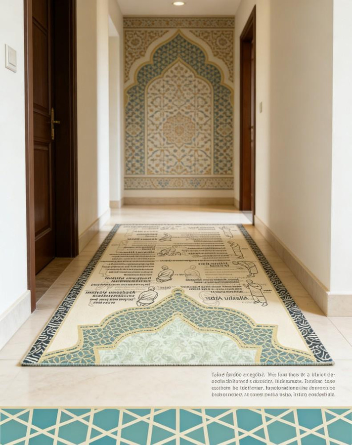 Salah Schritt-für-Schritt Islamischer Gebetsteppich für Kinder, illustrierte Sajjada aus Polyester, Mehrfarbig, B/T: 80 x 120 cm - Bild 5