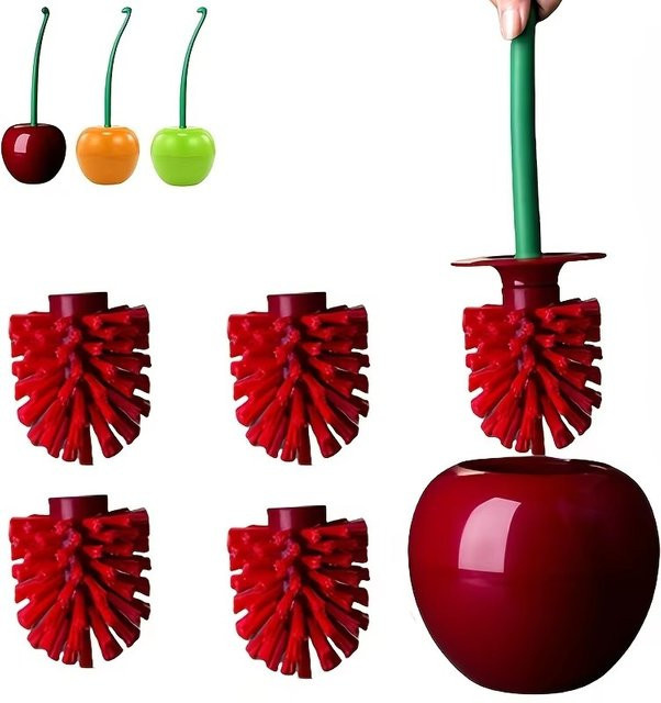 ZaMoSmile Toilettenbürsten-Set in Rot, Orange und Grün mit langem Griff und weichen Nylon-Borsten für die Eckreinigung im Badezimmer - Bild 1