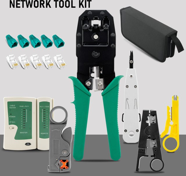 agiiman Netzwerk Kabel Tester und Crimper Tool Kit Set mit Abisolierzange und Schraubendreher für RJ45 RJ11 Stecker, Multicolor - Bild 1