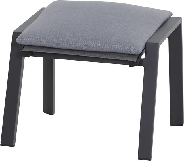 Siena Garden Valencia Hocker Anthrazit Matt mit Salt & Pepper Aluminiumgestell B: 58 cm, T: 49 cm, H: 44,5 cm - Bild 1
