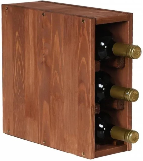 PROREGAL Modulares Weinregal Vincellar Schmal aus massivem Kiefernholz, Braun geölt, H x B x T: 30 x 12 x 30 cm - Bild 1