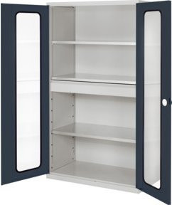 Kappes Großvolumenschrank RasterPlan mit Sichtfenstertüren in Grau, Ausstattung 2, B/T/H: 113 x 59 x 195 cm - Bild 1