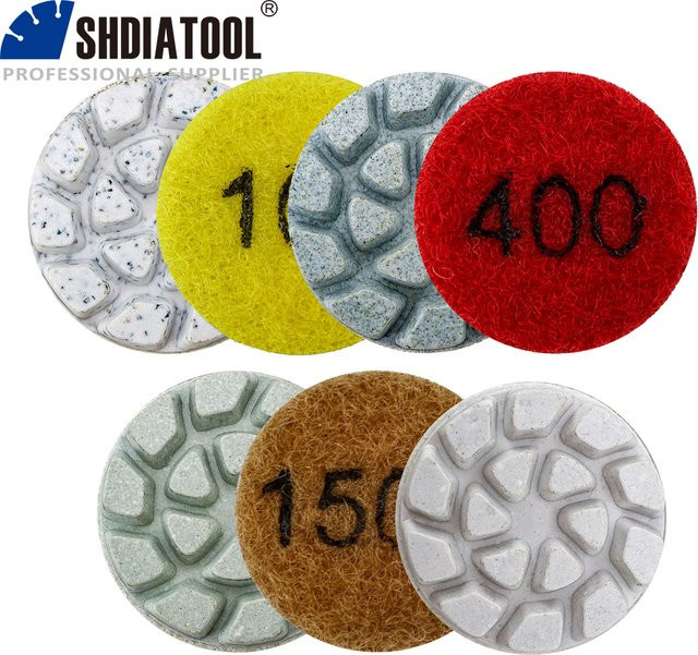 SHDIATOOL 7-teiliges Mini-Diamant-Polierpad-Set in Multicolor, Durchmesser: 2,5 cm, Nass-Harz-Schleifscheiben für Marmor und Granit - Bild 1