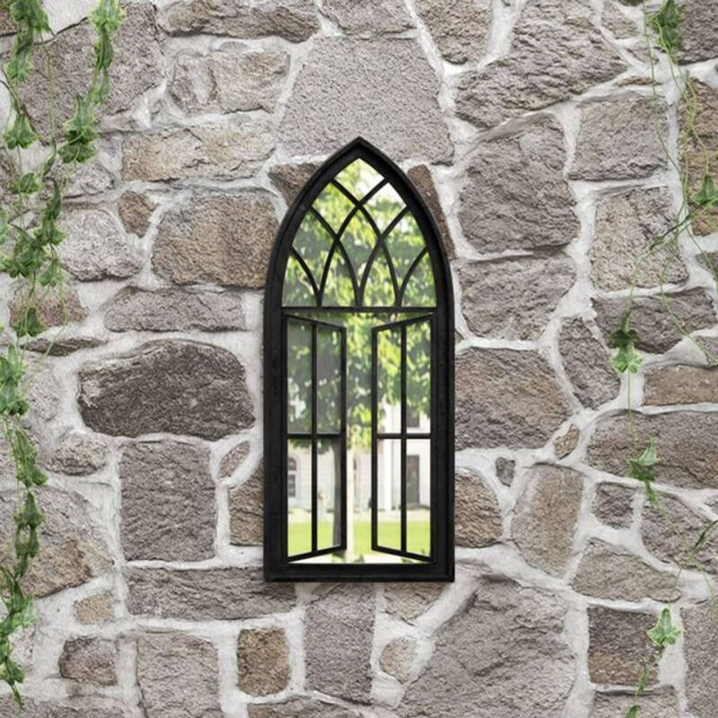Vidaxl Gartenspiegel in Schwarz im Vintage-Design aus Metall und Glas, Rechteckig, B/H: 70 x 30 cm - Bild 1