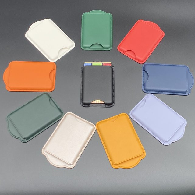MagSafe Magnetisches Kartenhalter-Portemonnaie aus PU-Leder in Orange für Apple iPhone 17 Air, 16, 18 Pro Max und Samsung Galaxy S25, S26 Ultra - Bild 1