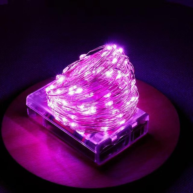 Yongkomo LED-Lichterkette mit 20 LEDs in Rosa, batteriebetrieben für Weihnachten und Hochzeitsdekoration, Länge: 2 m - Bild 1