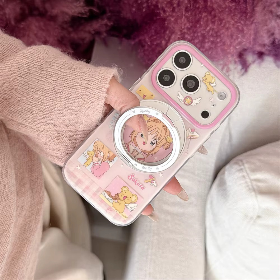 TOPTOY Mädchen Cartoon Handyhülle mit Drehständer für iPhone 17 Pro, iPhone 17, iPhone 16 Max und iPhone 15 Pro Max, Kawaii stoßfeste Schutzhülle - Bild 2